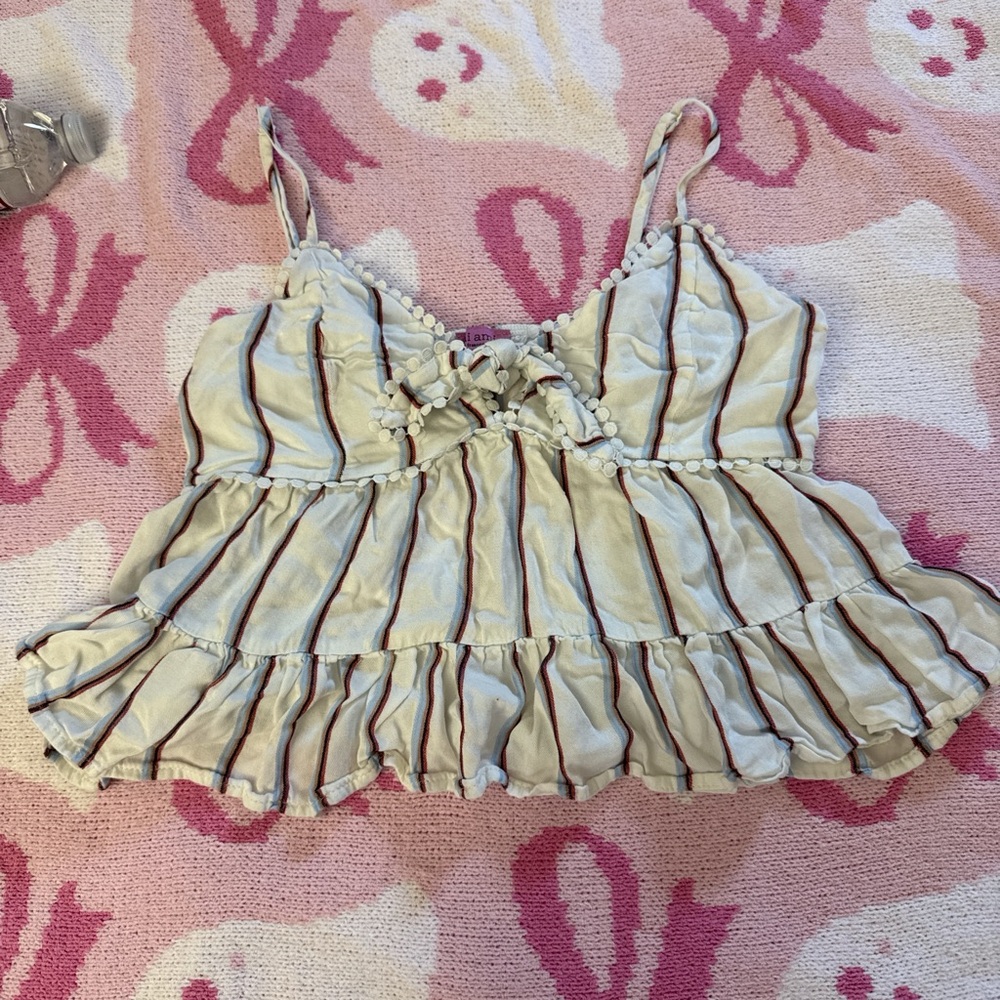 Francesca's Collections Cream and Brown Striped Camisole